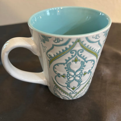 Mug Blue and White damask styled  8oz