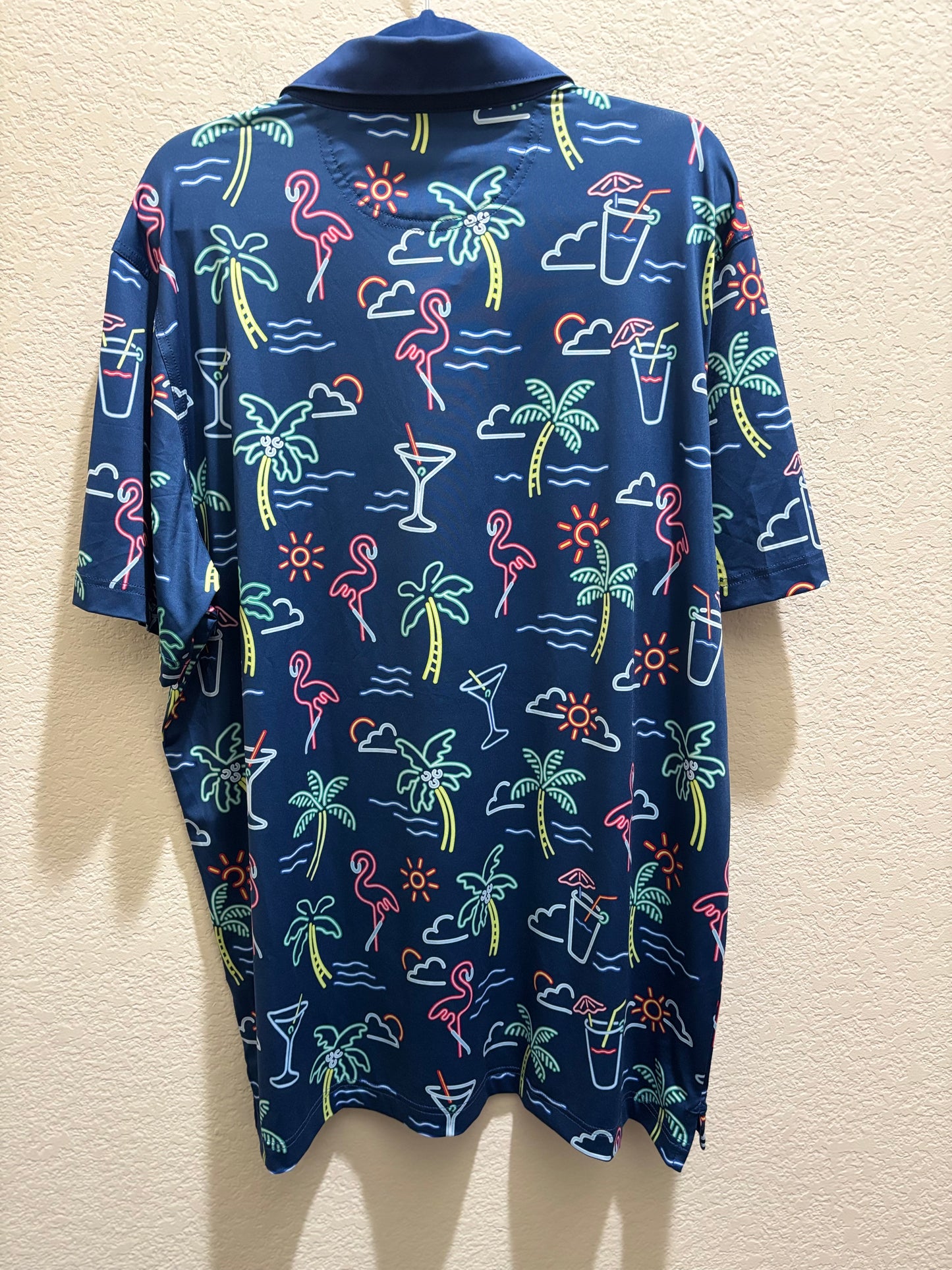 Chubbies Men’s Blue with Pink Flamingo and Martini Design size XXLarge