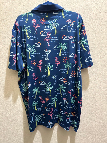 Chubbies Men’s Blue with Pink Flamingo and Martini Design size XXLarge