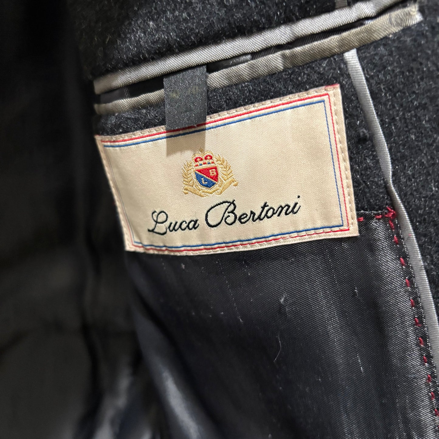 Luca Bertoni Dark Charcoal Gray/Black Wool Blazer Men’s