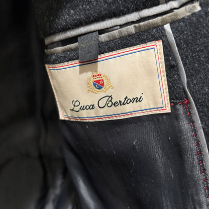 Luca Bertoni Dark Charcoal Gray/Black Wool Blazer Men’s