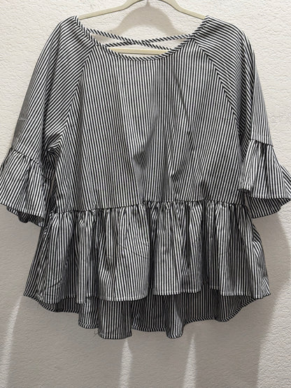 Listicle Women’s Striped Ruffle Blouse size Large