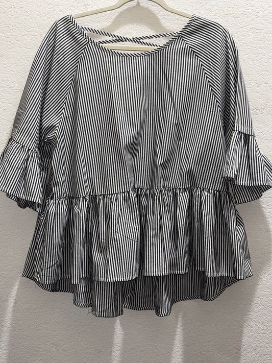 Listicle Women’s Striped Ruffle Blouse size Large