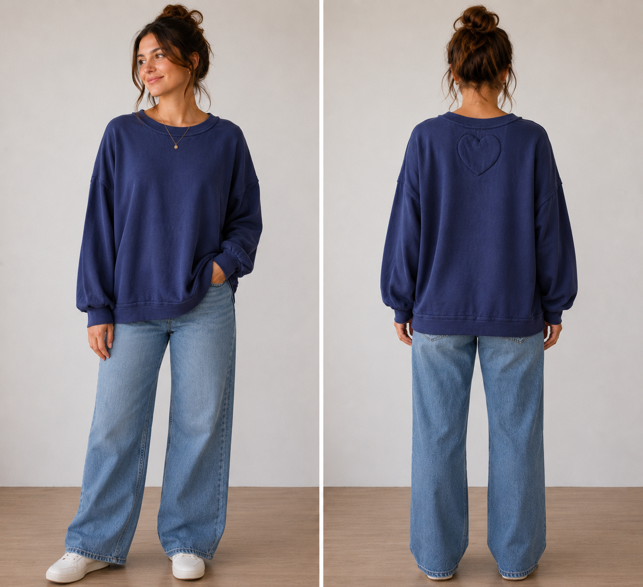 Free People, blue oversize sweatshirt women’s size medium ￼