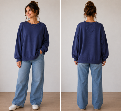 Free People, blue oversize sweatshirt women’s size medium ￼