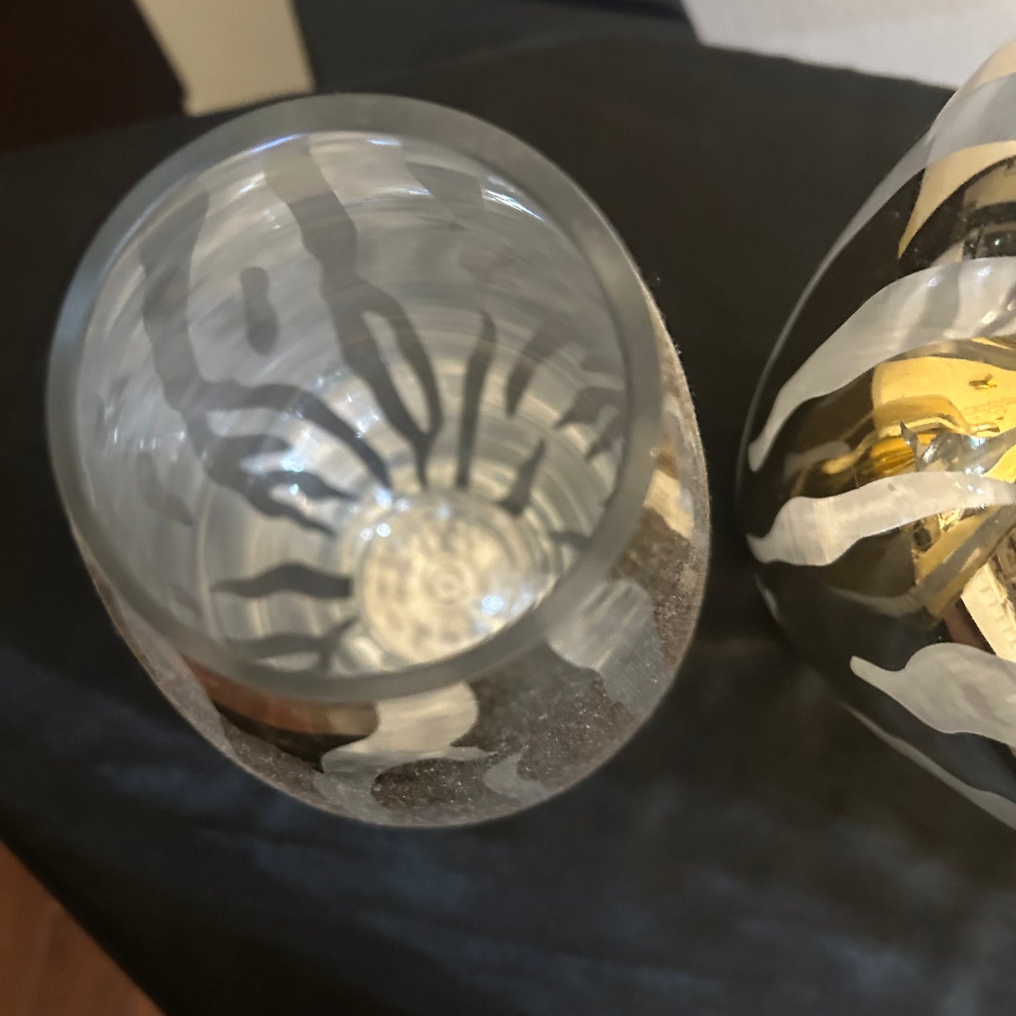 Clear glass and gold metallic zebra design vases set of 3