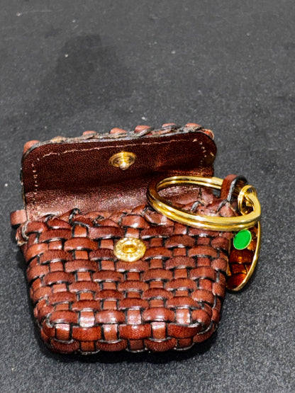 Talbots leather basket weave mini coin purse