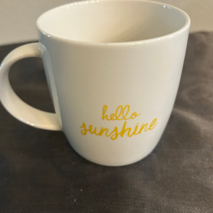 Mug Coffee Tea White with Butterfly Design “Hello Sunshine”