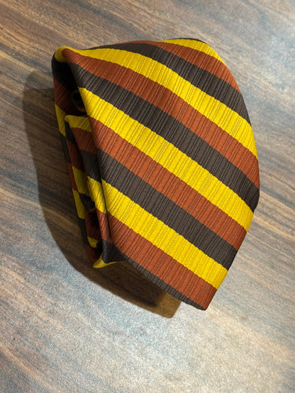 The Men’s Store Yellow, Brown, Black Striped Tie 56”