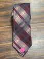 Calvin Klein Burgundy, Pink, Gray Plaid Tie 100% Silk 57”