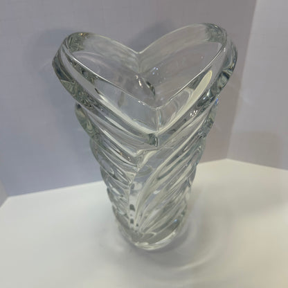 Mikasa Wyndham Heart Shape Glass Crystal Vase 9”