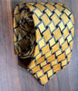 Haggar Yellow w/ Blue Geometric Design Tie 100% Silk