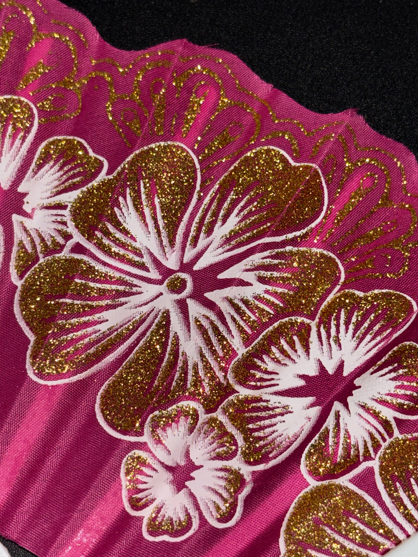 Pink White Floral Design Women’s Hand Fan