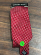 Geoffrey Beene Red Tie w/ White Dots 100% Silk 58”