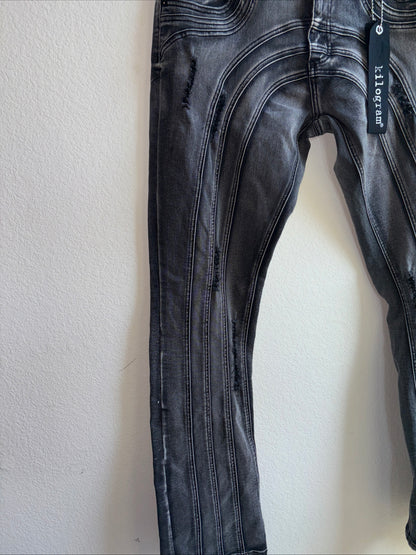 Kilogram men’s size 36 black stone wash jeans wide leg stretch