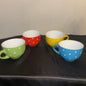Polkadot ceramic coffee mugs Red blue, yellow, green large size set of 4
