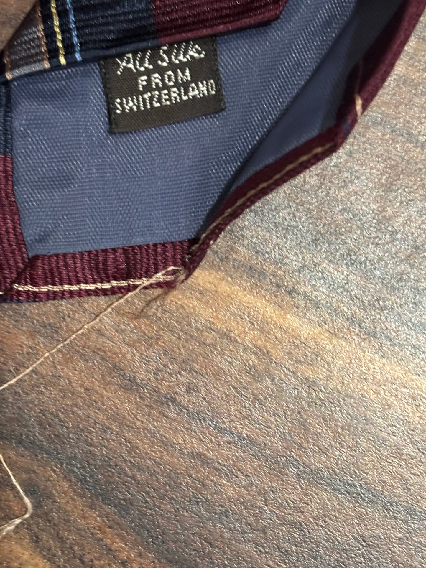 Burgundy and Blue Striped Tie 100% Silk 57”