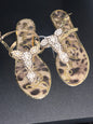 Sam Edelman Leopard Thong Sandals with White Beading size 8