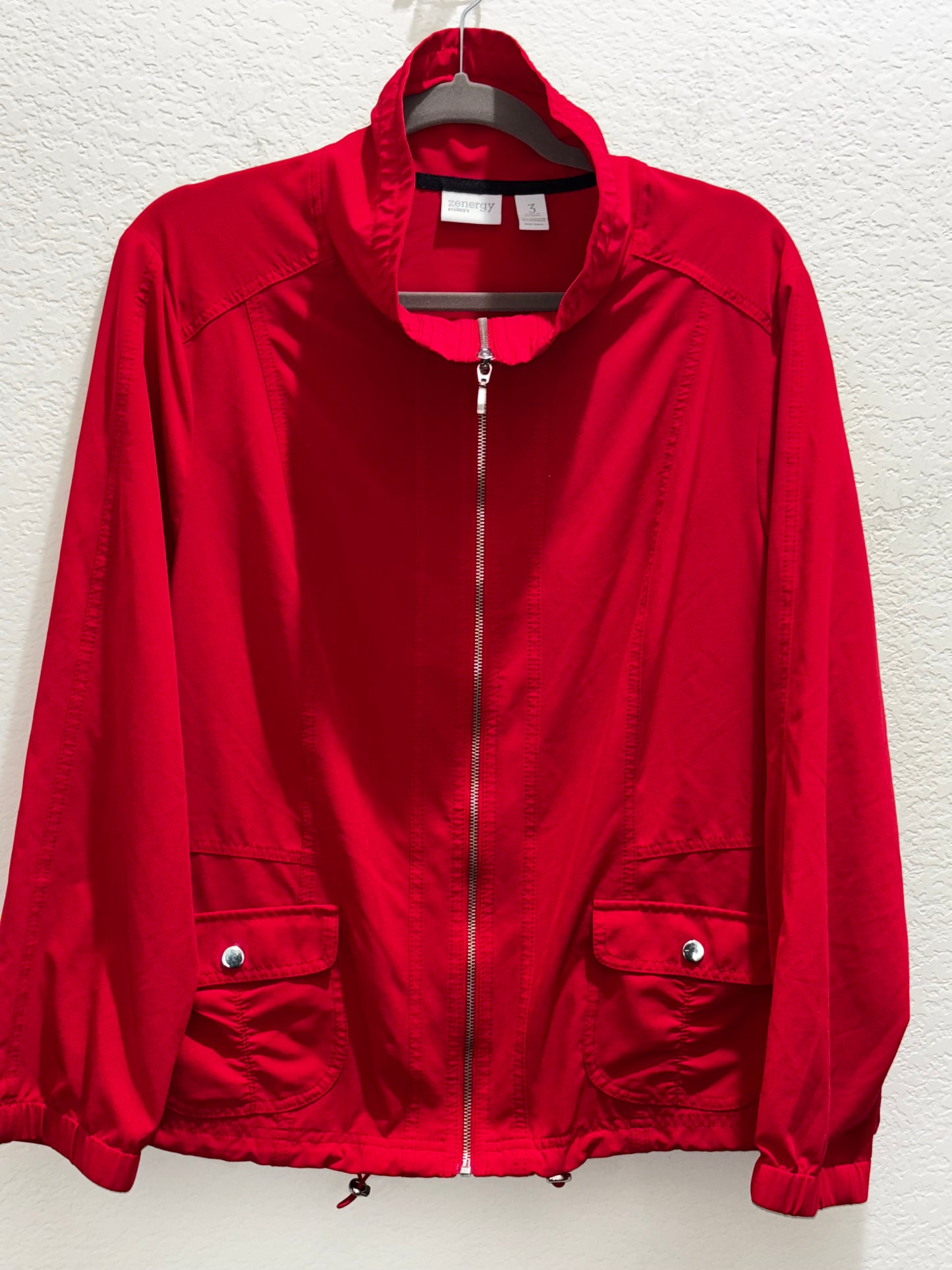 Chicos Zenergy Red Windbreaker Jacket Women’s size 3