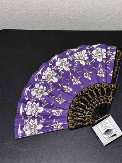 Purple White Floral Women’s Hand Fan