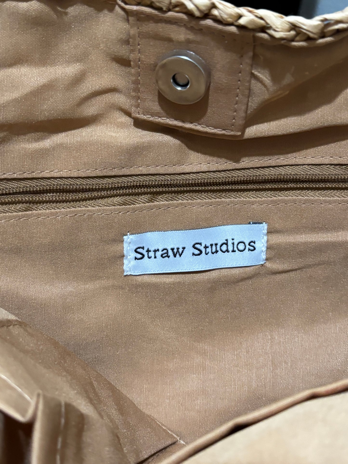Straw Studios striped weave handbag size large