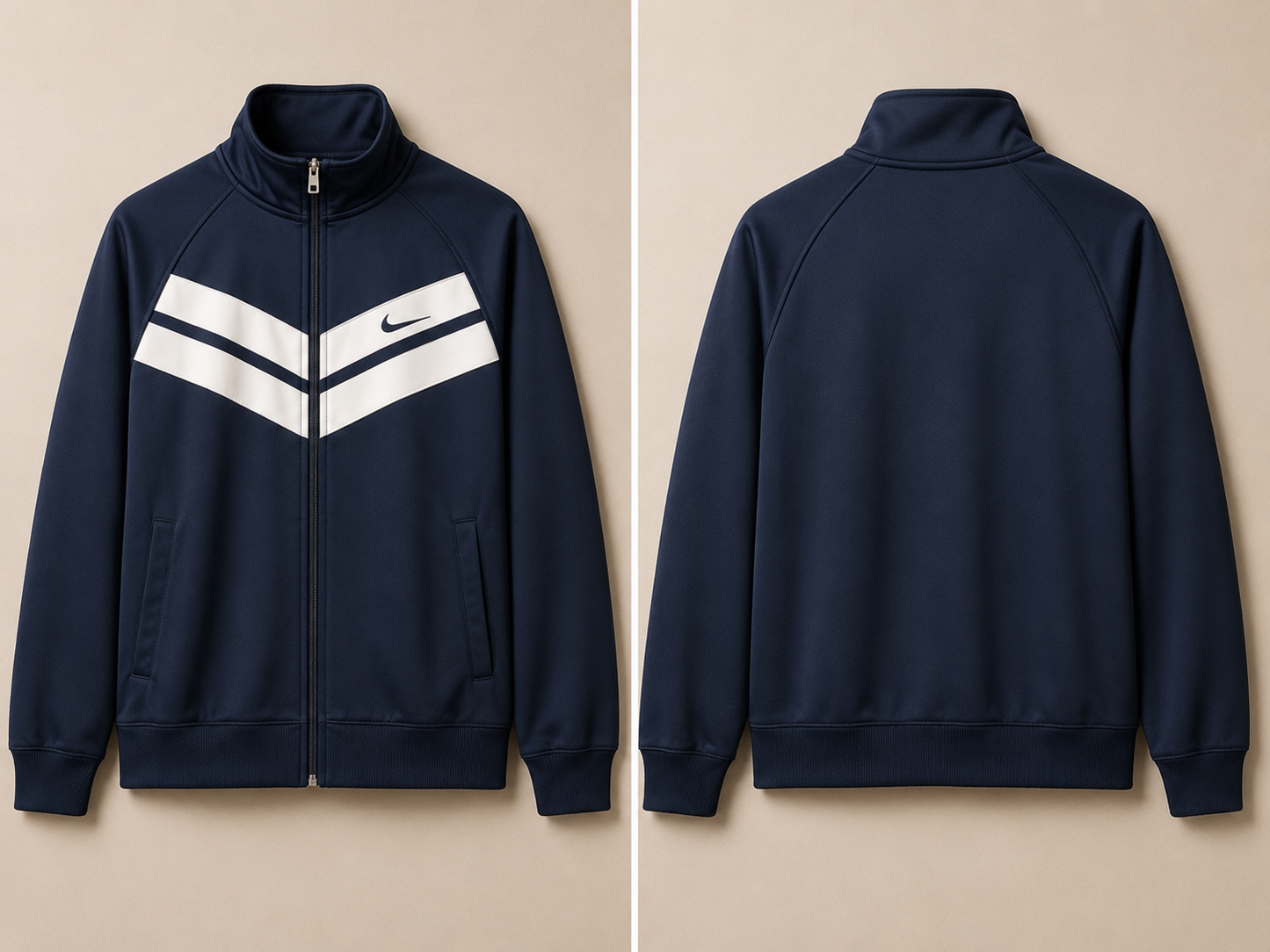 Nike Navy Blue and White striped Jacket Men’s large
