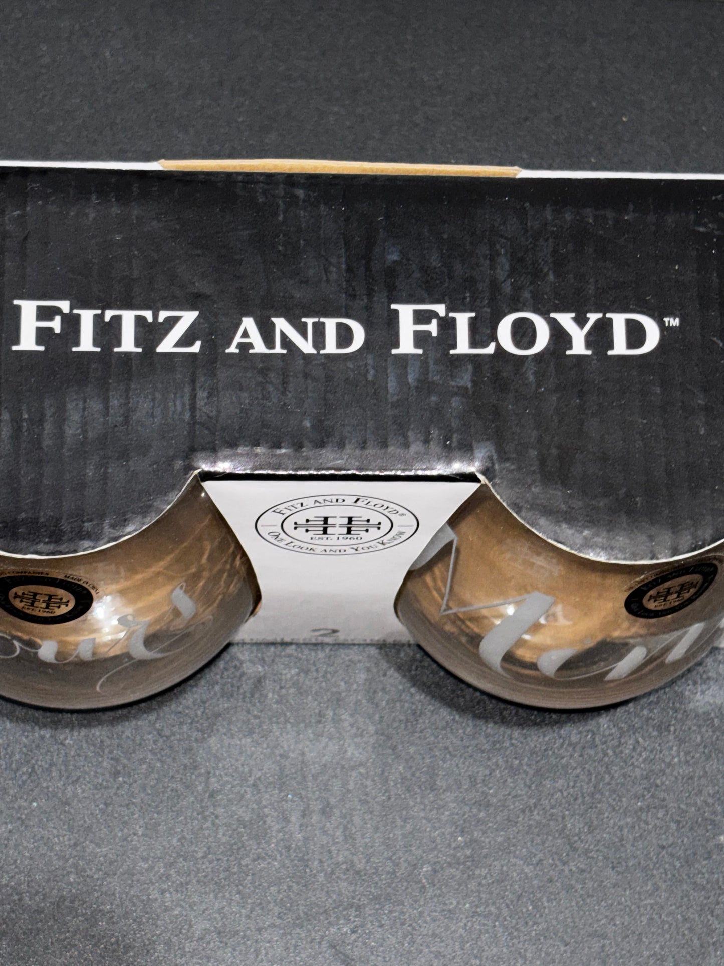 Fitz and Floyd Goblet Wine Glasses “Yours/Mine” set of 2