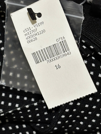 Lane Bryant Black Polka Dot Wide Leg Trouser Pants with Belt size 16