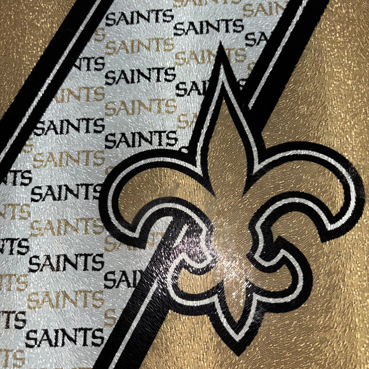 New Orleans Saints gold, black and white Glass Cutting Board/Countertop Decor