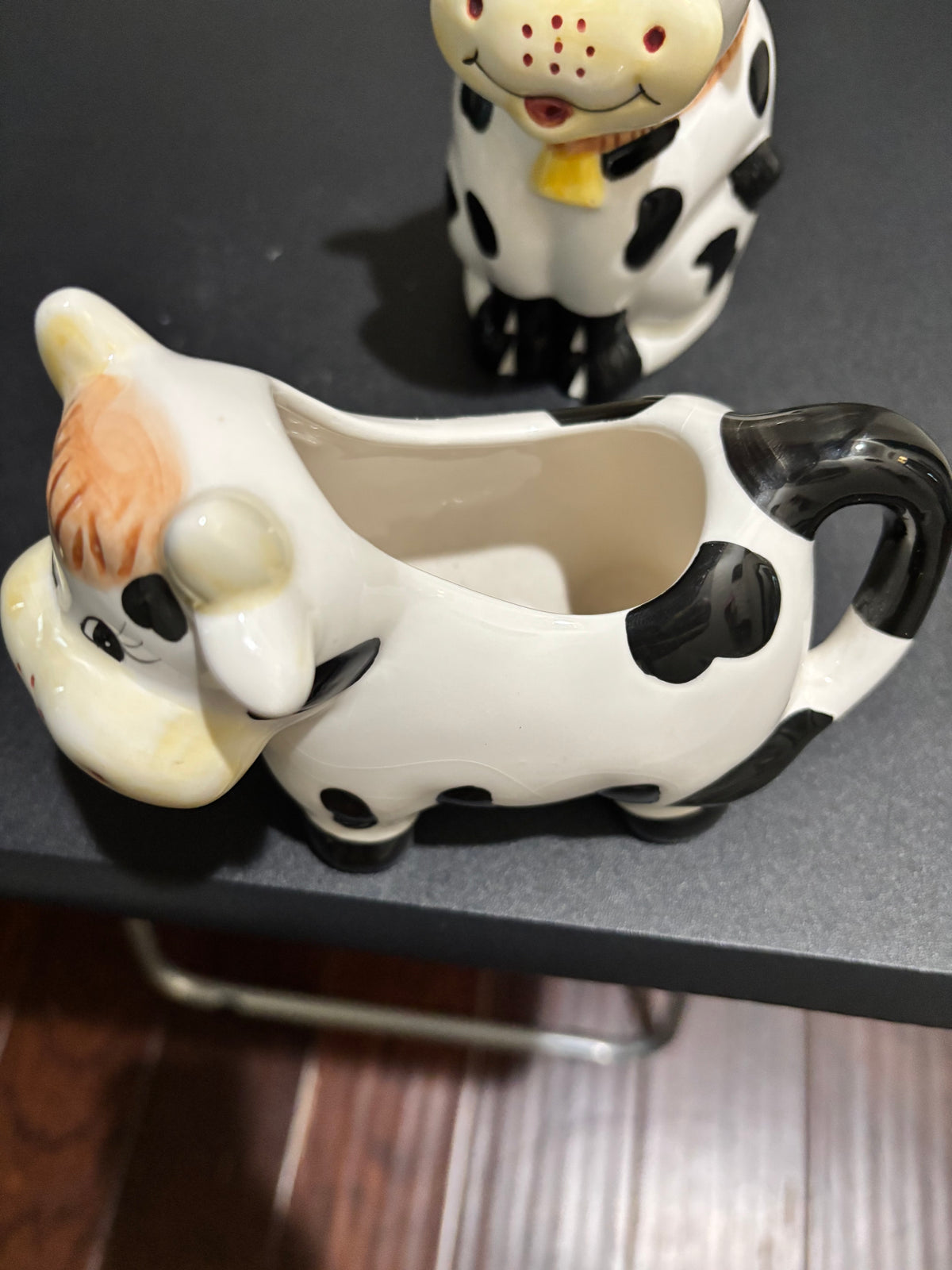 Ceramic cow creamer and covered sugar bowl set farmhouse, kitchen, decor