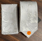 HISDERN Handmade Light Gray Tie w/ Paisley Designs 59”
