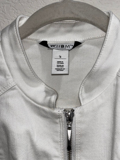 White House Black Market White Denim Ruffled Jacket Women’s size SM