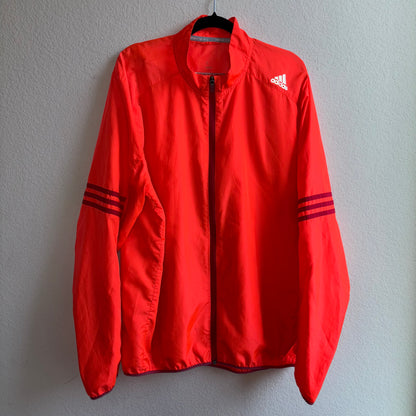 Adidas neon orange windbreaker, lightweight size XL men’s reflective