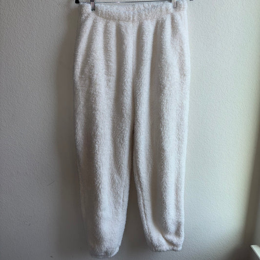 White fleece lounge pant joggers with pockets women’s size medium