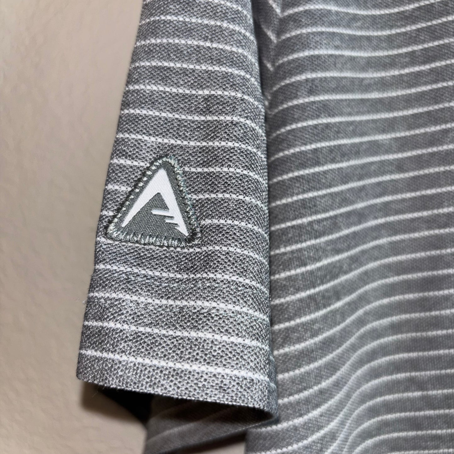 Texas A&M Gray w/ White Stripes Polo Burgundy Logo