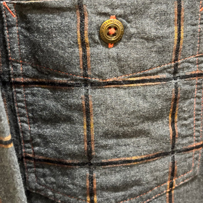 Carbon 2 cobalt, gray and rust plaid long sleeve button down shirt, men size 3XL NWT