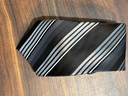 Arrow Black & Gray Striped Tie 58” 100% Silk