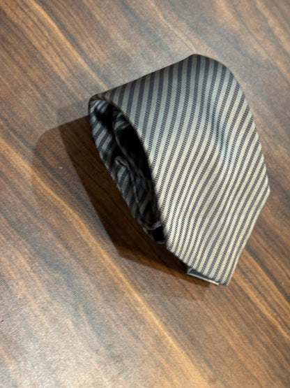 Twinhill Stain Resistant Gray Striped Tie 100% Silk 57”