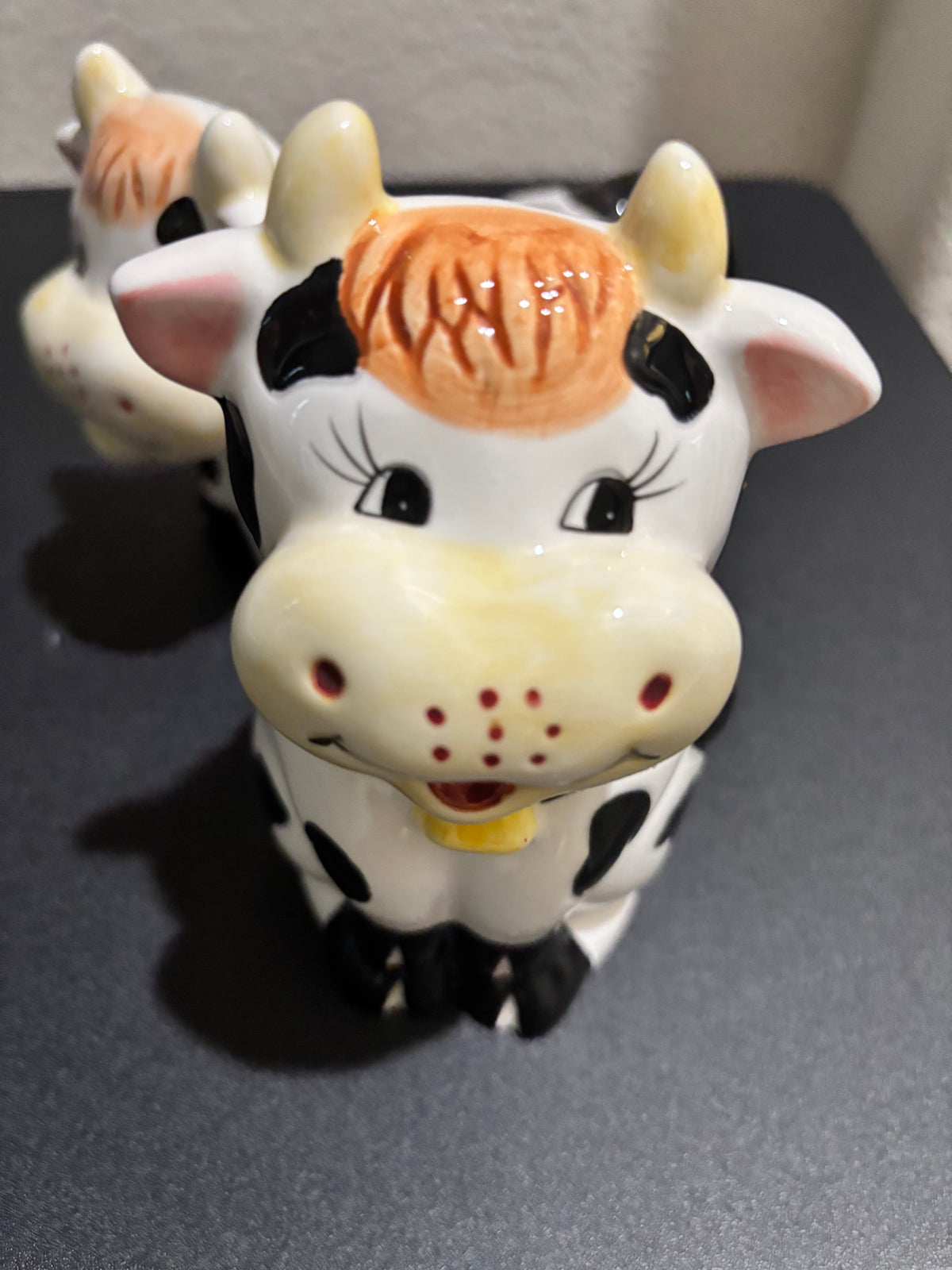 Ceramic cow creamer and covered sugar bowl set farmhouse, kitchen, decor