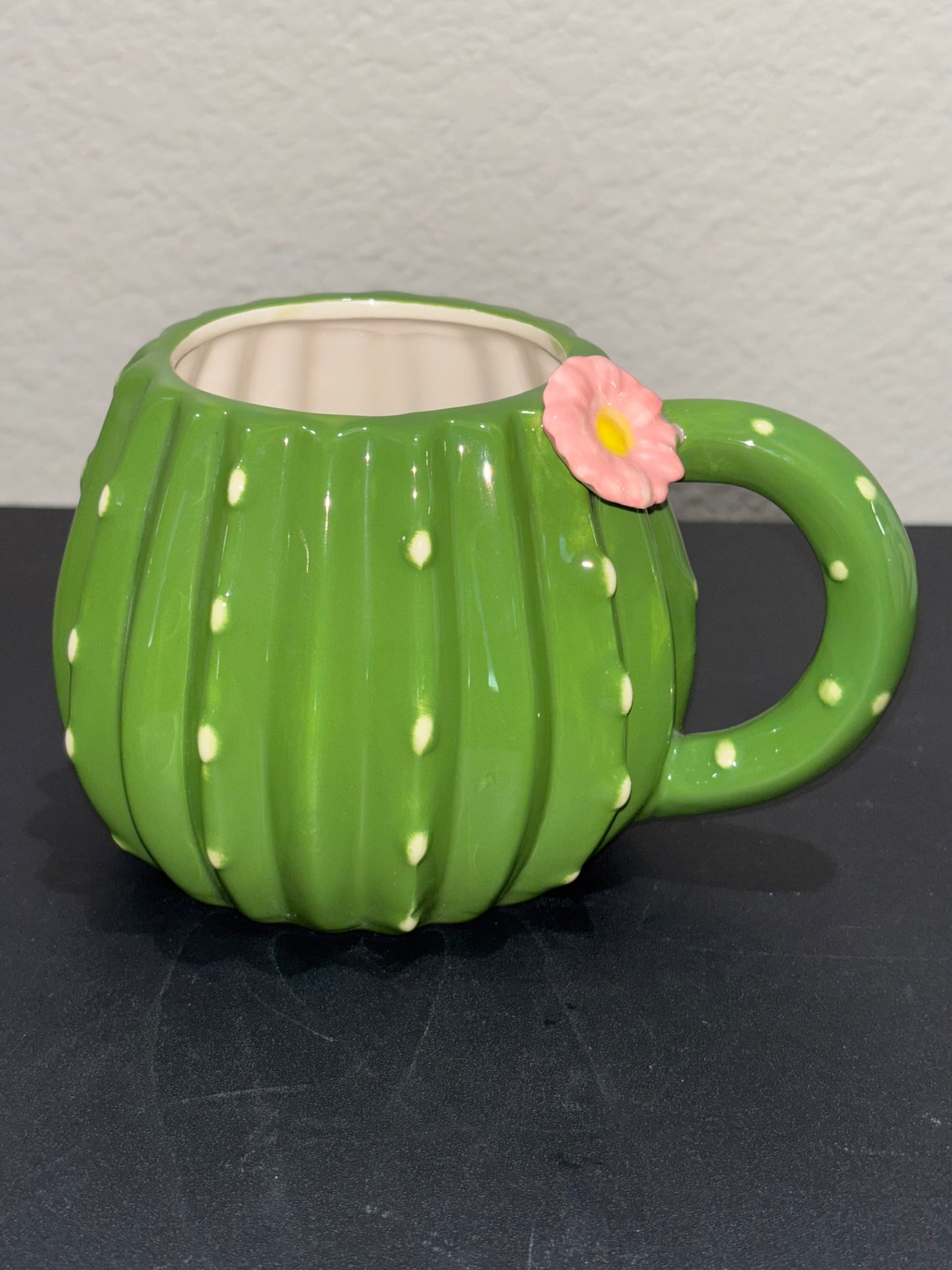 Green Cactus and Pink Flower mug