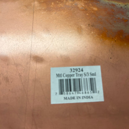 Copper serving tray with handles 10x17”