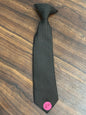 Boys Black w/ Small White Dots Clip On Tie 10.5” 100% Polyester