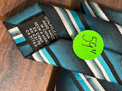 Stafford Essentials Turquoise Striped Tie 100% Polyester 59”