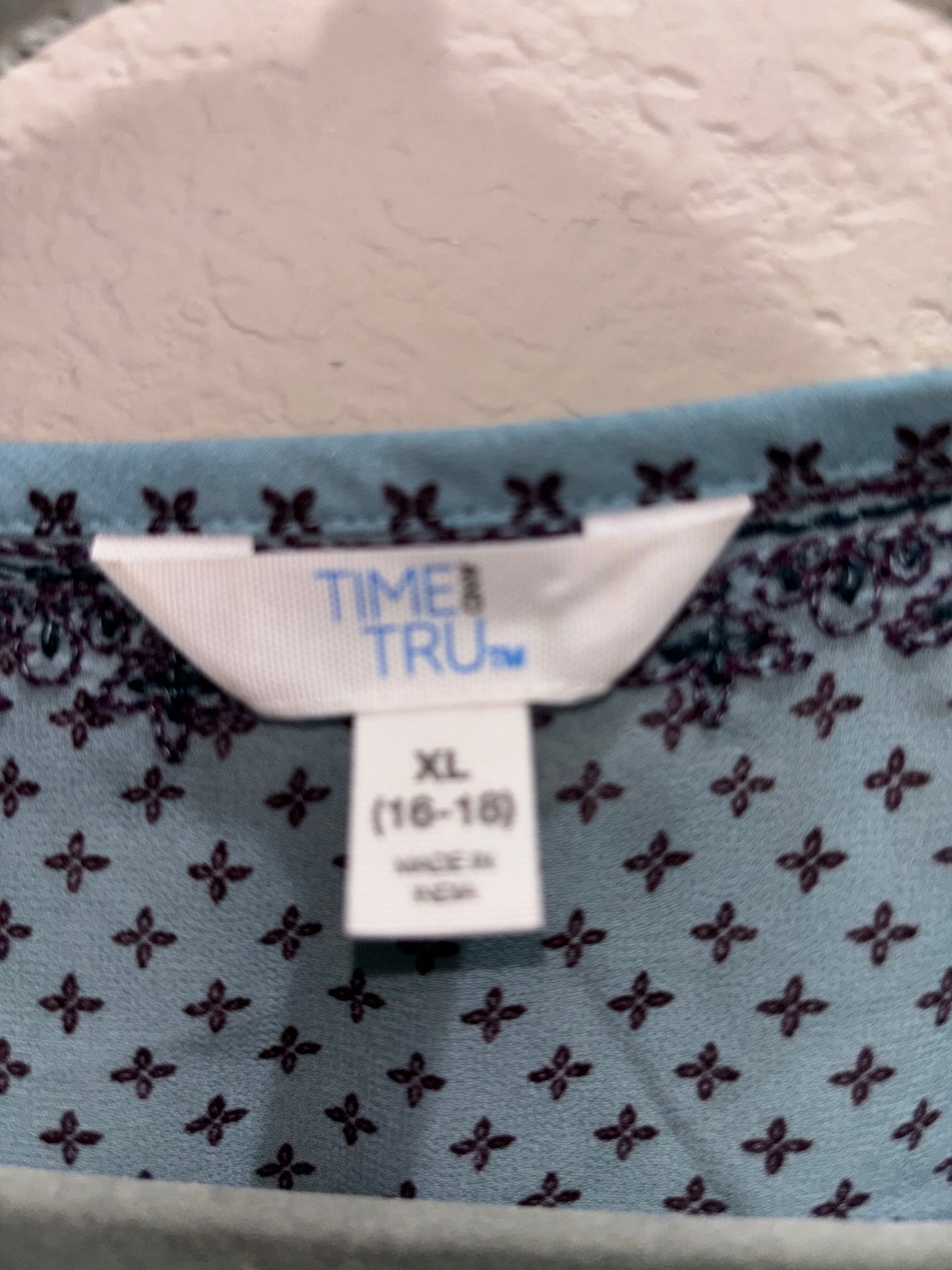Boho Teal Navy Blue Midi Dress by Time Tru