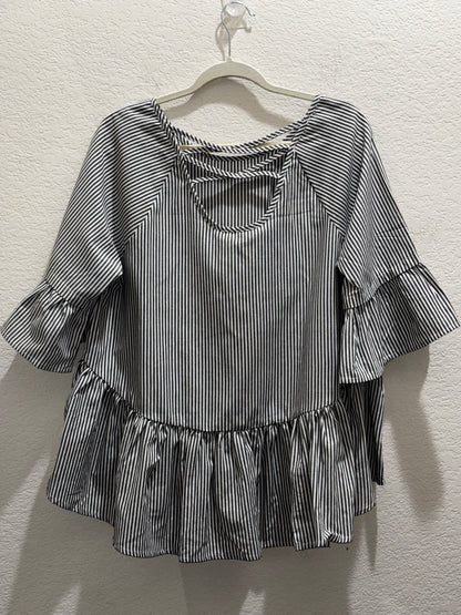 Listicle Women’s Striped Ruffle Blouse size Large