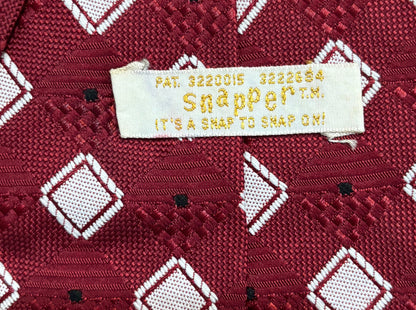 Boys Snapper Red Tie w/ white Diamond Pattern Clip On Tie 17.5”