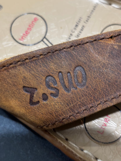 Z.Suo Men’s Brown Leather Flip Flops size 12