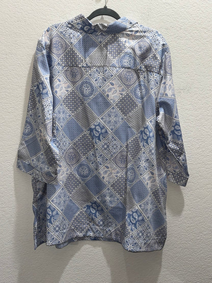 Foxcroft Women’s Light Blue Multi-patterned Designed Blouse size 22