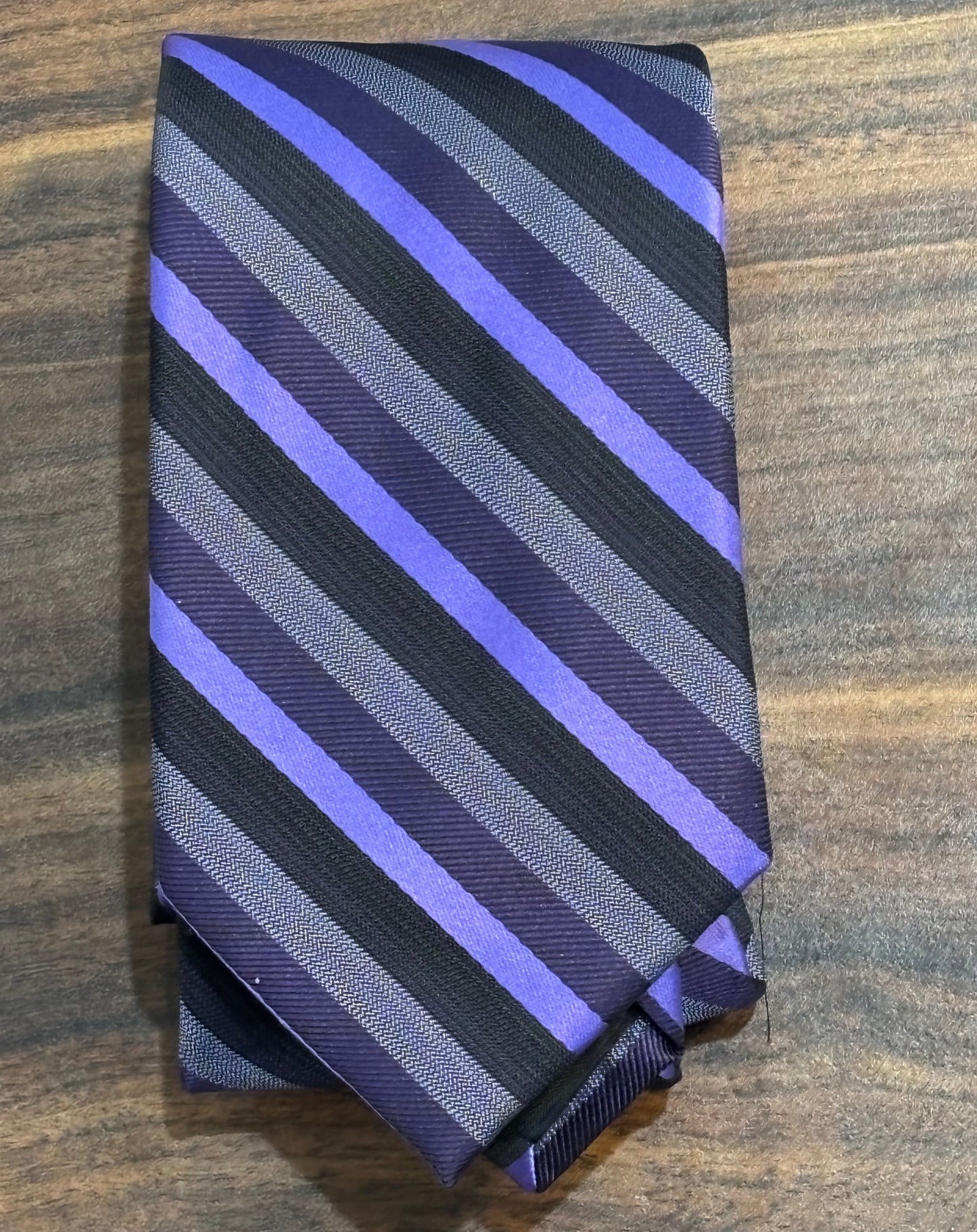J.Ferrar Black & Purple Striped Tie 57” 100% Polyester