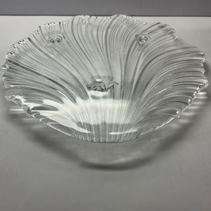 Vintage Mikasa West Germany Shell Shaped Footed Glass Platter